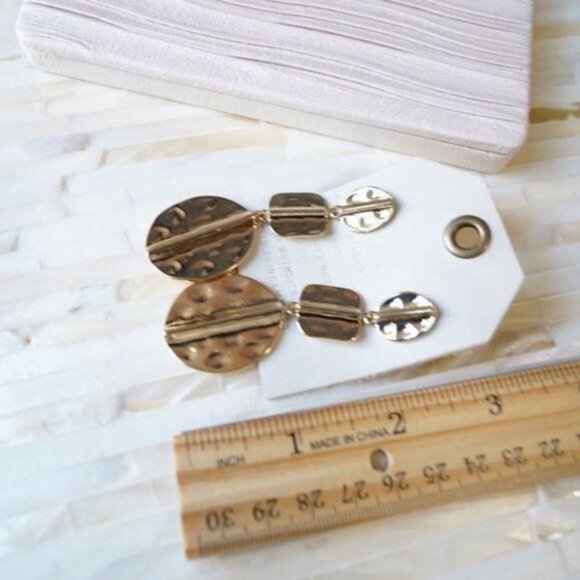 Anthropologie Hammered Drop Earrings - Picture 3 of 3